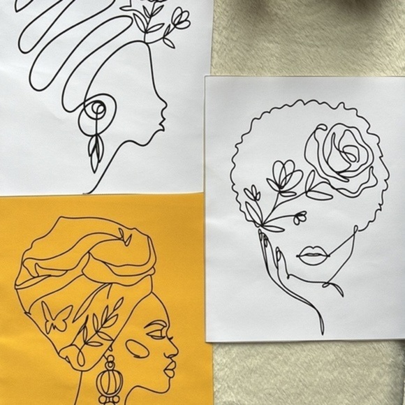 Set of 9 Minimalist Abstract Canvas 8x10 Prints Women & Flower Wall Decor - Picture 3 of 3